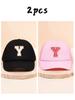 2pcs children's 26 letter cloth baseball cap, spring and summer for boys and girls, mesh breathable truck driver hat, sun hat