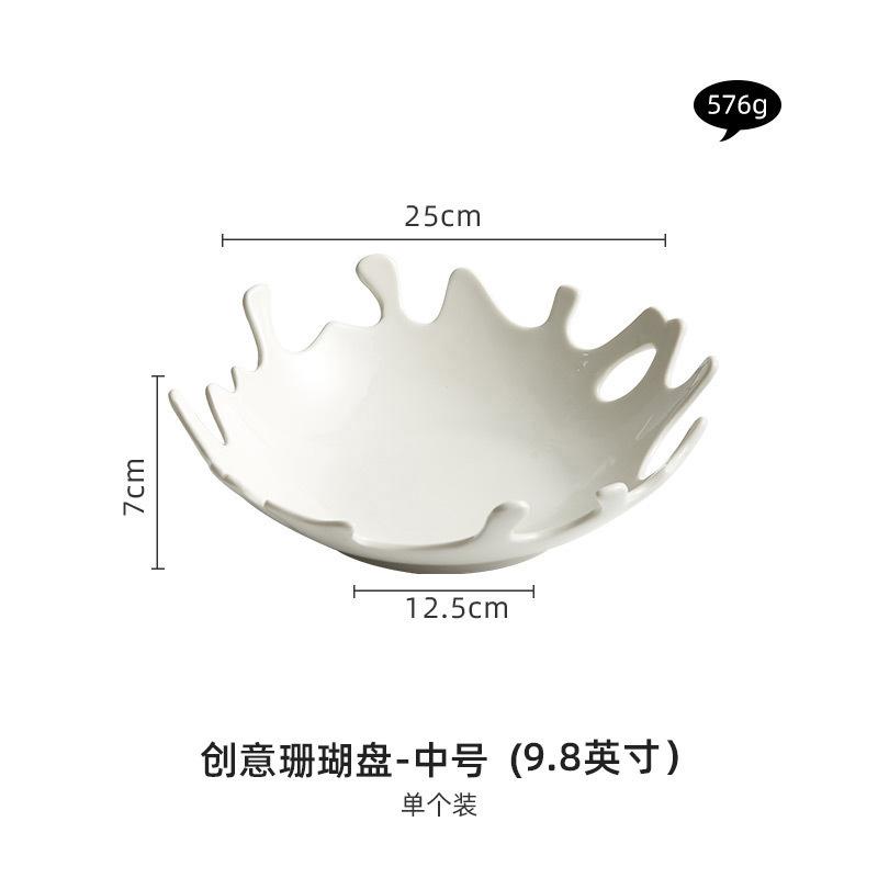 Nordic Coral Porcelain Salad Plate Abstract Irregular White Ceramic Dinner Plate Hotel Tableware Cooking Dishes Kitchen Utensils