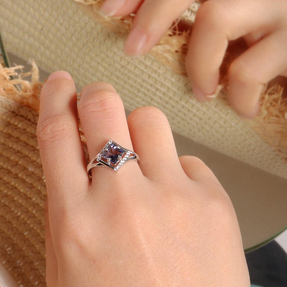 Lyxig fyrkantig design Naturlig Cordierit Ring 925 sterling Silver fina smycken för kvinnor Jubileum & Bankett & Festgåvor