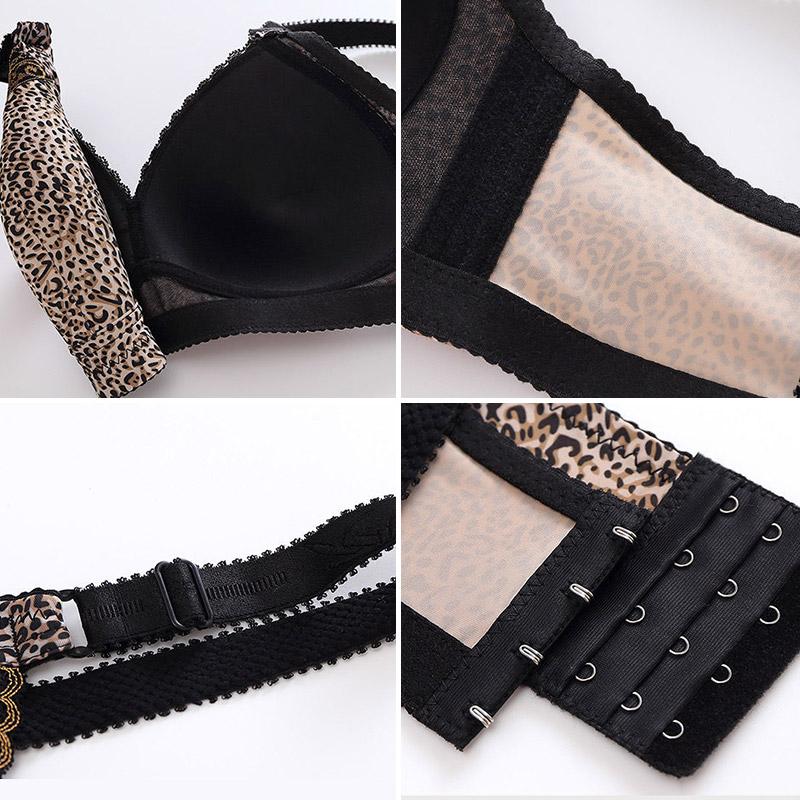 Leopardenmuster Große Größe Dünner Nicht-magnetischer BH Brustaufnehmend Anti-Hänge Keine Stahlbügel Sammel-Unterwäsche Damen-BH