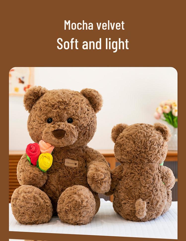 Rose Bouquet Bear Plush Doll - Cute Gift for Couples & Girls