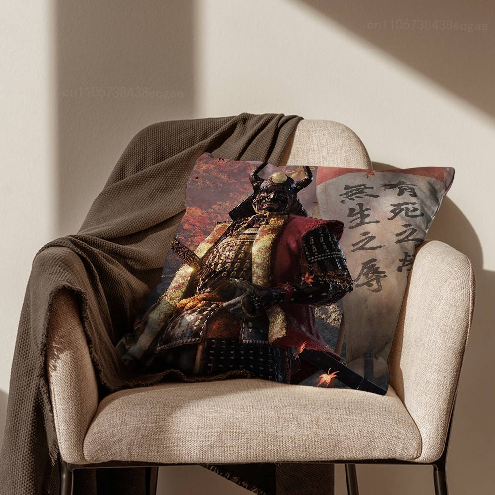 S-Samurai Warrior Geisha  Throw Pillow Case For 45*45cm,55*55cm,30*30cm For Home Bedroom Decoration And Protector