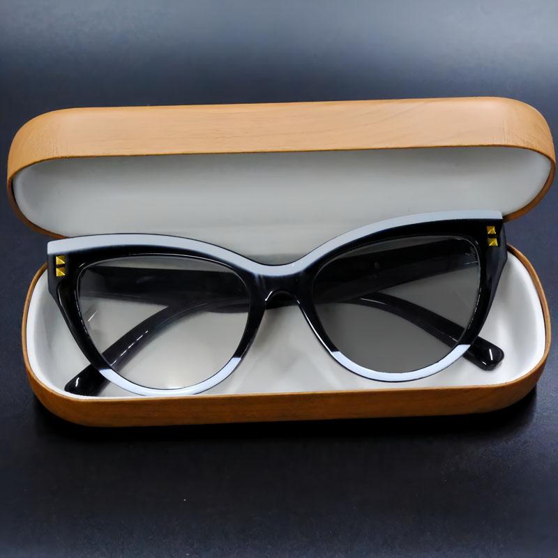 New Cat Eye Rice Nail Photochromic Myopia Glasses Retro Fashion Women's Personalized Anti UV and Anti Blue Light Glasses