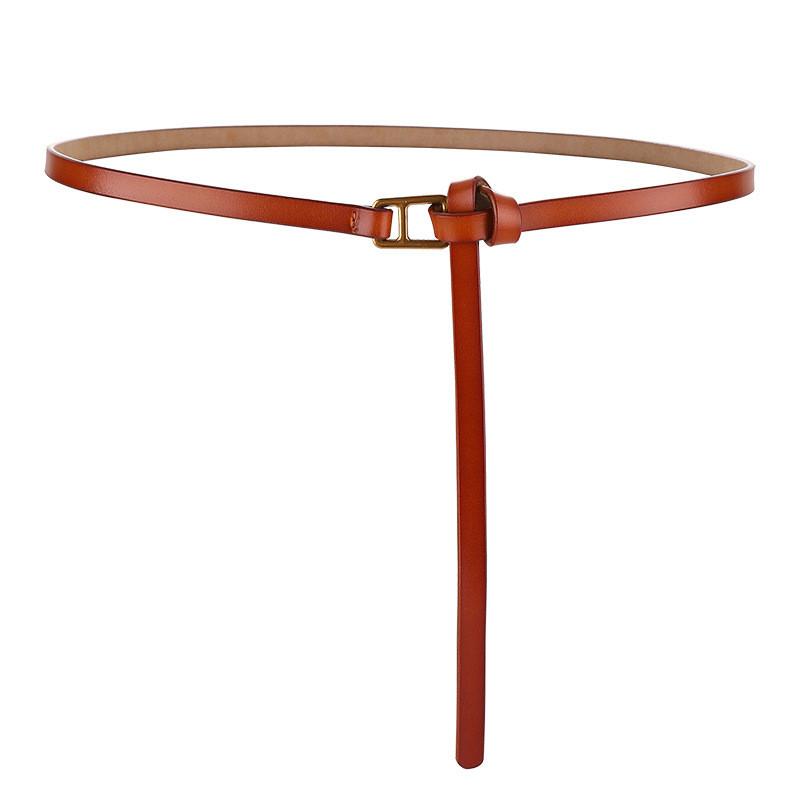 Genuine Leather Womens Slim Belt With Metal Buckle For Office And Casual Wear
