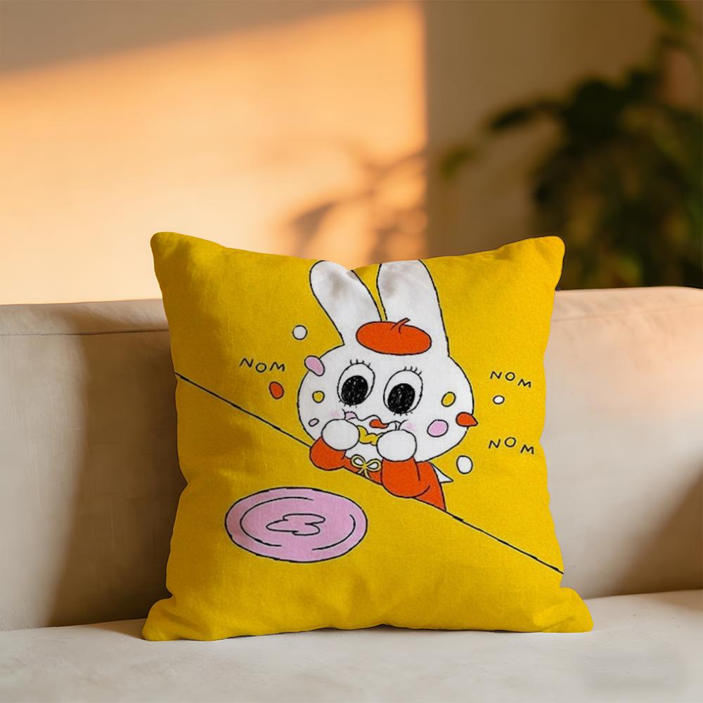 Cute Illustration Art Cushion Cover Cozy Velvet Throw PillowSoft Warm Cushion For Sofa Bed
