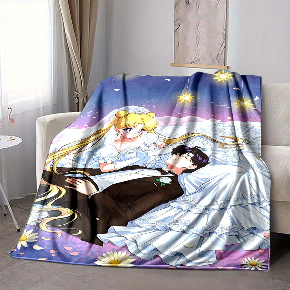 1PC Sailor Moon Blanket Lightweight Flannel Throw Blanket for Sofa, Bed, Travel, Camping, Livingroom, Office, Couch