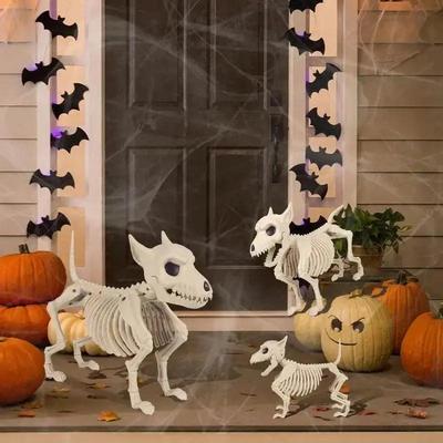 Accessoires de Décoration Squelette d'Halloween Modèles d'Animaux Simulés Squelette Loup Grenouille Corbeau Squelette Décoration d'Halloween Intérieur Extérieur Jardin