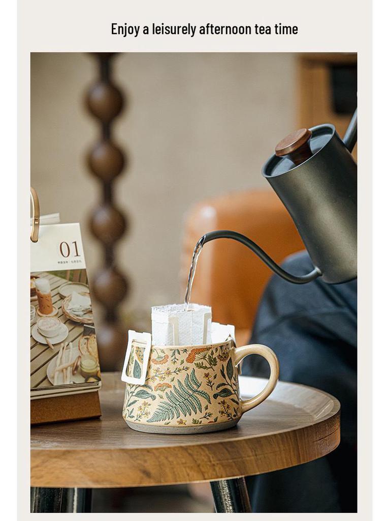 Limited Edition Vintage-Style Ceramic Coffee Mug - Handmade with Floral Design
