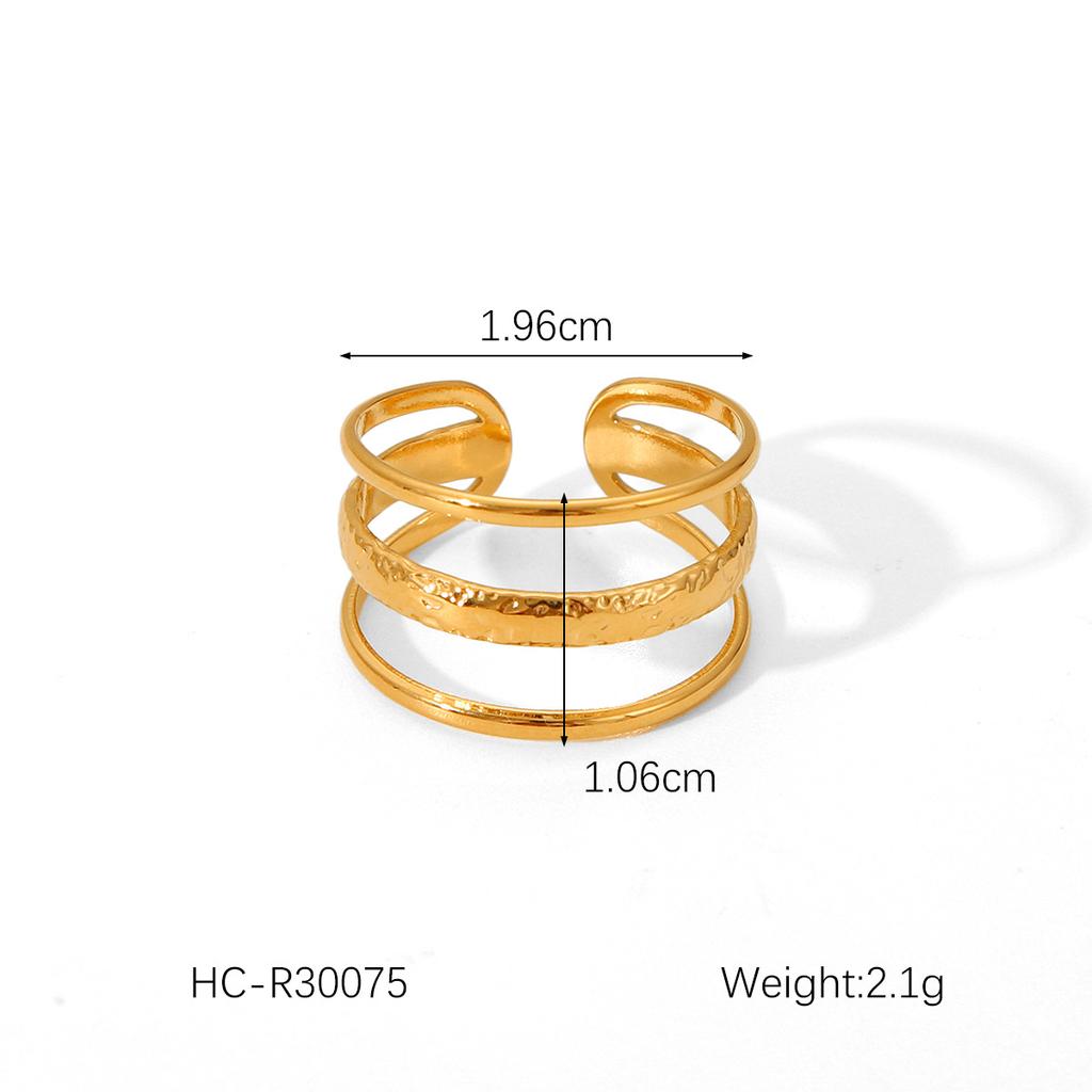 Titanium Steel Ring Three-Layer Line Open Ring 18K Gold Stainless Steel Band for Women Non-Fading