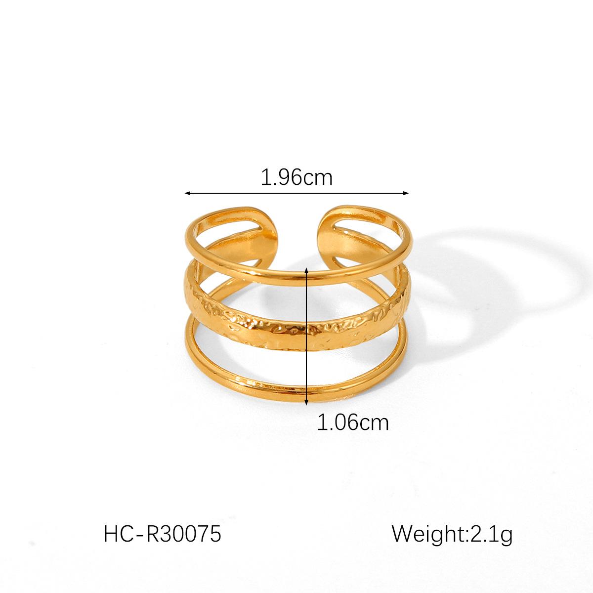 

Titanium Steel Ring Three-Layer Line Open Ring 18K Gold Stainless Steel Band for Women Non-Fading золотой