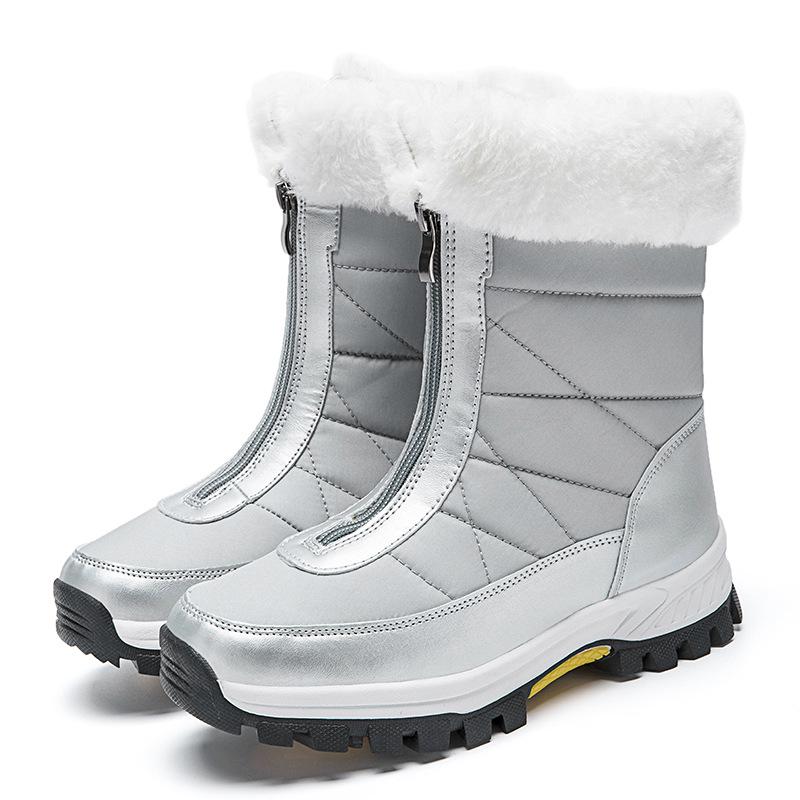 Women's Plus Velvet Thickened Ski Mid-Calf Snow Boots - Large Size, Warm Outdoor Winter Footwear