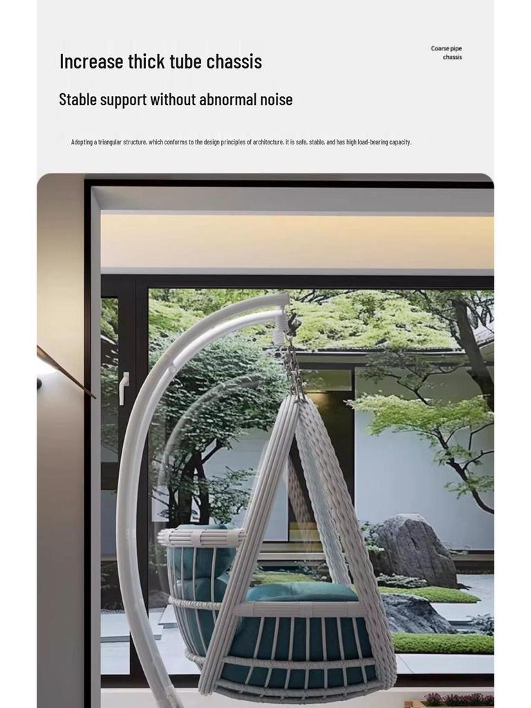 Indoor/Outdoor Rattan Hanging Basket Chair: Rocking Double Swing & Lazy Hammock