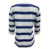 2025 Summer New Women's Casual V-Neck Button Striped T-Shirt Fashion Versatile Top for Europe and America