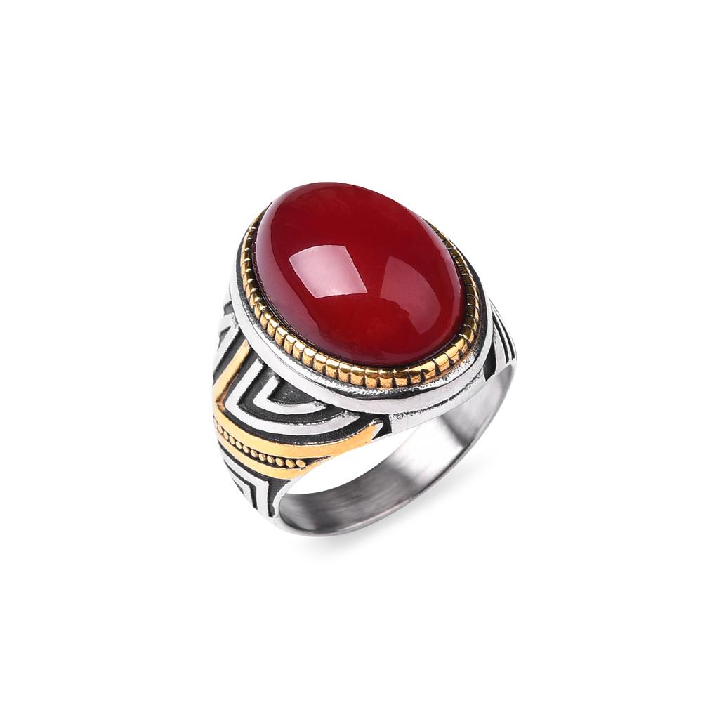 Men's/Women High Quality 316LStainless Steel Onyx Gilded Rings Classic Fashion Trend Jewelry