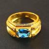 London Blue Topaz Oval With 925 Silver Sterling Gold Plated Ring For Men's #B211 JL375675924645