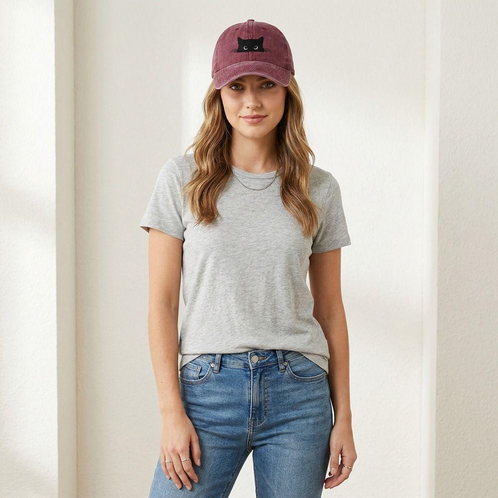 Sweet Cat Print Baseball Cap Peaked Cap Cotton Baseball Cap Casual Cartoon Baseball Hat  Girl