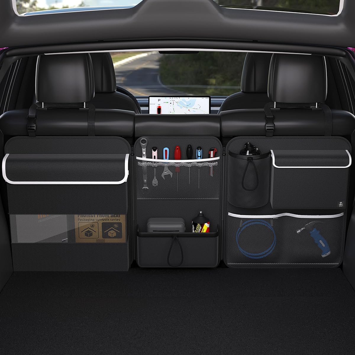 

Back Seat Trunk Organizer Hanging Car Organizer Trunk Foldable Cargo Storage with 7 Large Pockets Type B