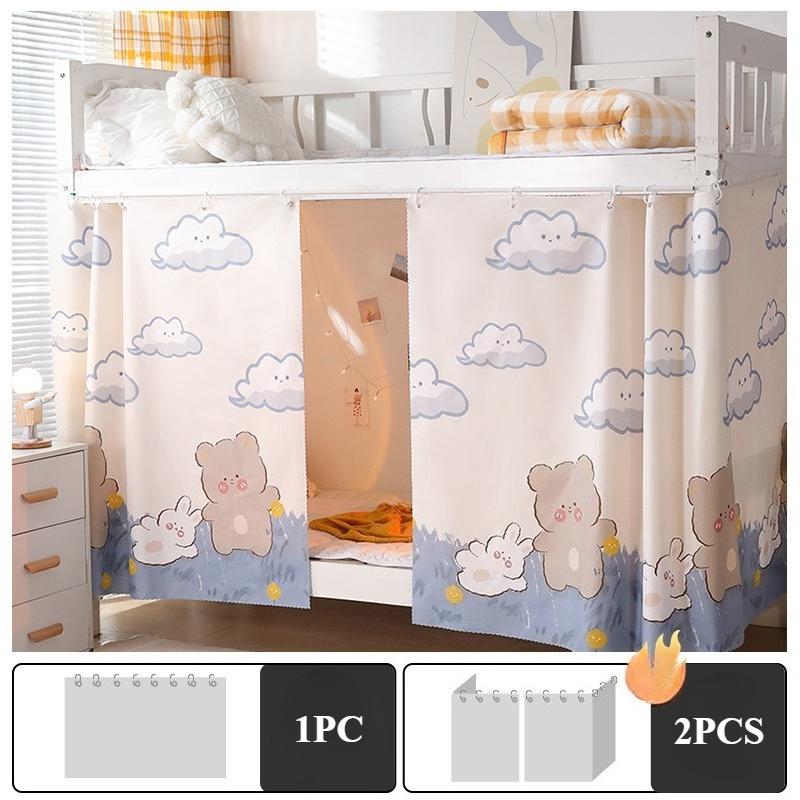 2025 Printed Student Dormitory Beds Curtains Canopy with Rope Clasp College Shade Cloth Mosquito Nets Dustproof 1.15/1.35m High