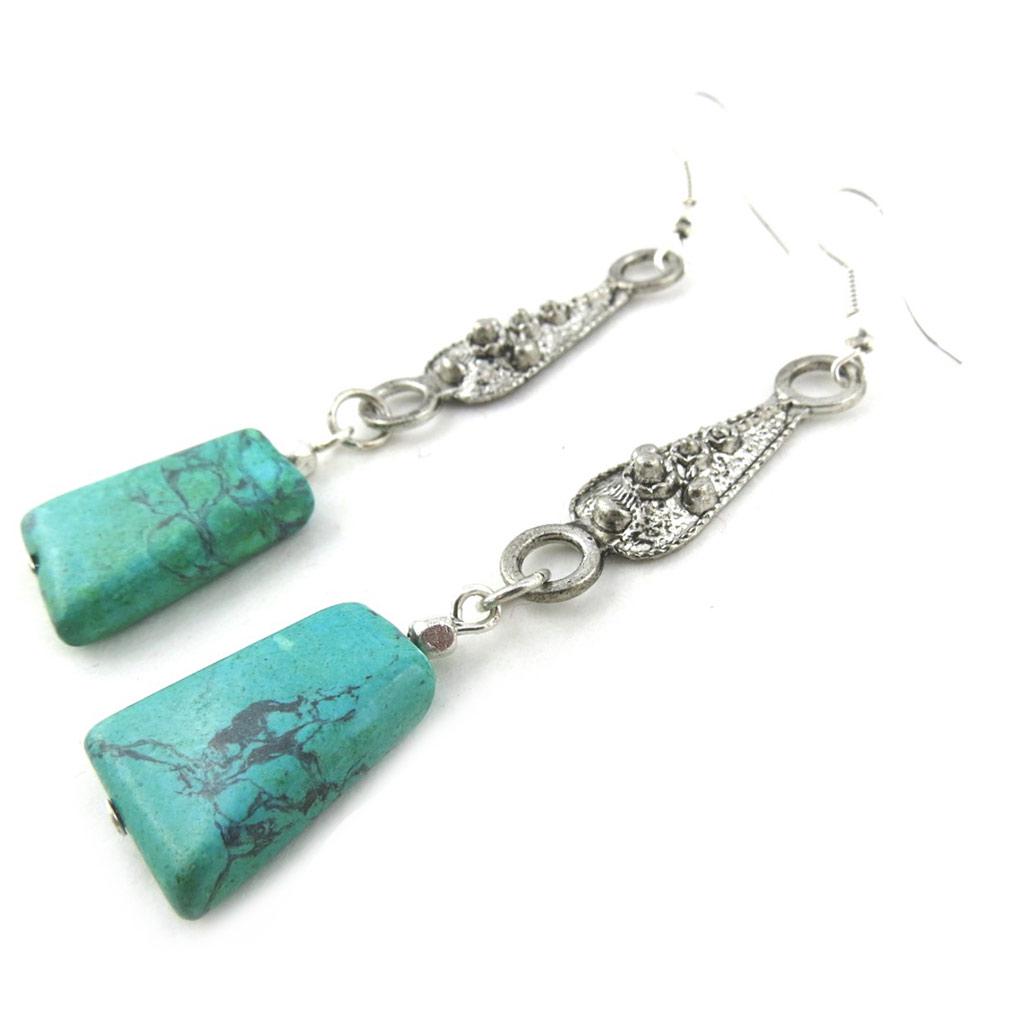 Les Trésors De Lily [N1200] - Turquoise 'Kilimanjaro' Designer Earrings