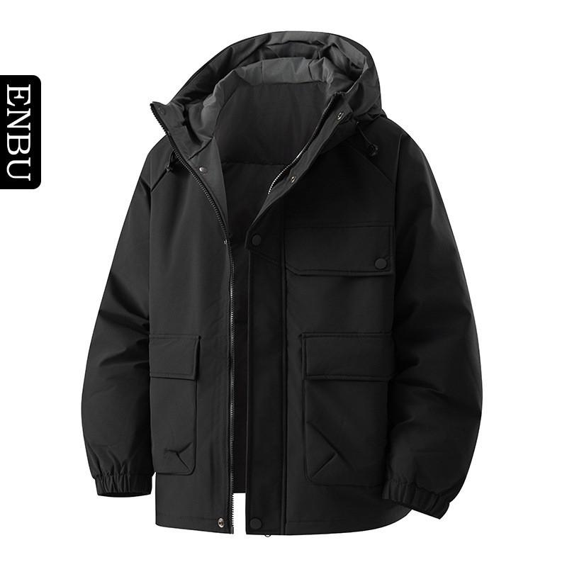 Mens Hooded Puffer Jacket Winter Warm Thick Down Coat Loose Fit Casual Outerwear Cold Weather