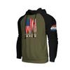 Men's Casual Hooded Drawstring Long Flag Print Sweatshirt With Pockets