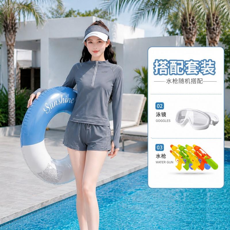 Girls UV Protection Long Sleeve Swimsuit With Built-in Safety Briefs Swimming Pool Beach Water Sports