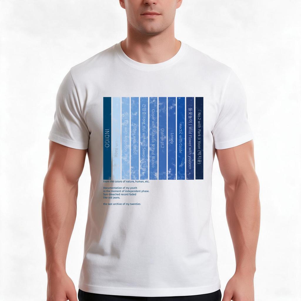 Indigo Tshirt Summer Casual Cotton Tee Oversized Streetwear Tops Vintage Graphic Print Loose Fit Short Sleeve 100 Cotton