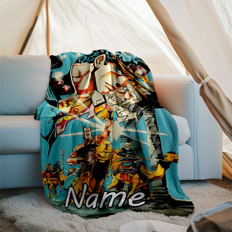 Personalized Custom Name Blanket - JoJo's Bizarre Adventure Print Design,Blanket for Sofa,Bed,Travel,Camping - Soft and Warm, Great Gift