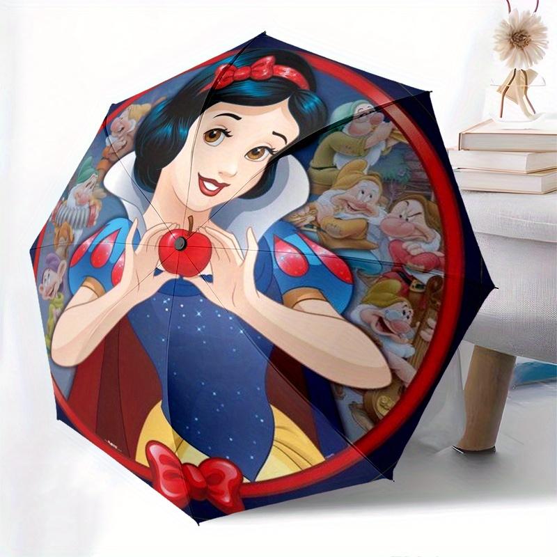 Snow White,Apple Themed Automatic Opening and Closing Folding Umbrella, Reinforced 8 Ribs, Compact Travel Design, Fashionable Folding Umbrel