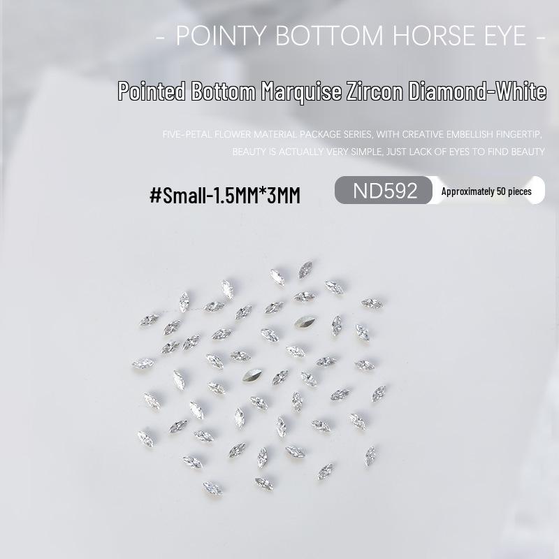 

5A Zircon Marquise & Irregular Pointed Nail Art Gems - Mixed Sizes, 50 Pieces