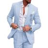 Terno Masculino Plus Size de Linho com Lapela Entalhada de Duas Peças, Abotoamento Simples com Um Botão.