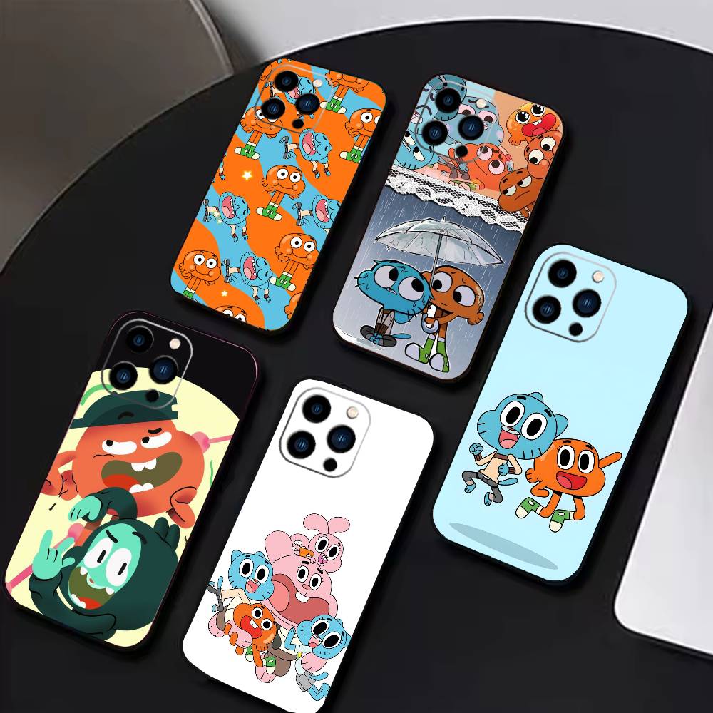 Custodia per Telefono S-Gumball e Darwin Per iPhone 17 16 15 14 13 12 Max Plus Silicone Copertura Nera