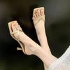 High-heeled Sandals 2025 Summer New Cool Slippers Universal Gentle Evening Breeze Fine Heel Explosion One-word Drag Tide