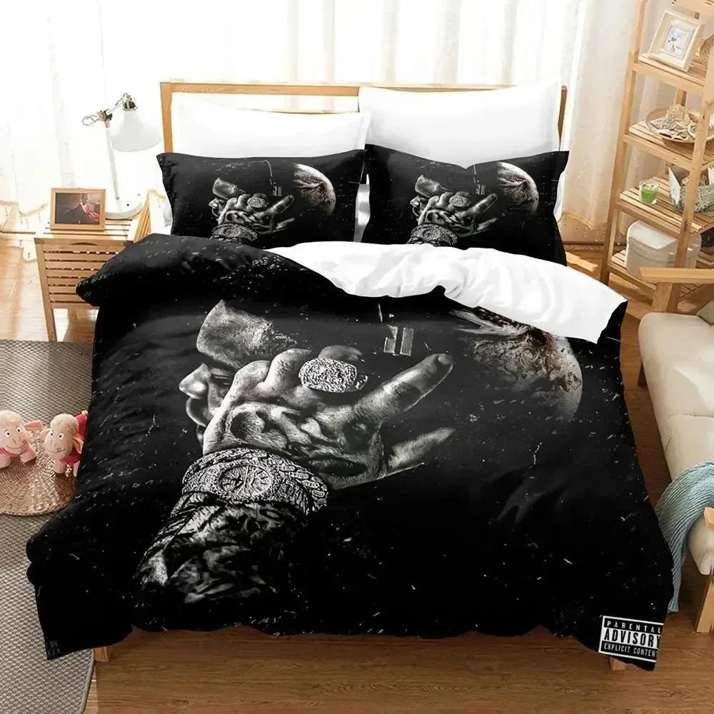 Set Biancheria da Letto Rapper Rod Wave Stampa 3D Copripiumino Set Letto Coperta Federa Piumone King Queen Size per Ragazzi Adulti