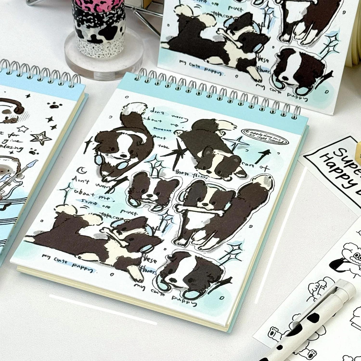 

A5 Upturn Coil Book Блокнот с рисунком кошки Милый блокнот с собакой Студенческая горизонтальная тетрадь для записей 80 листов