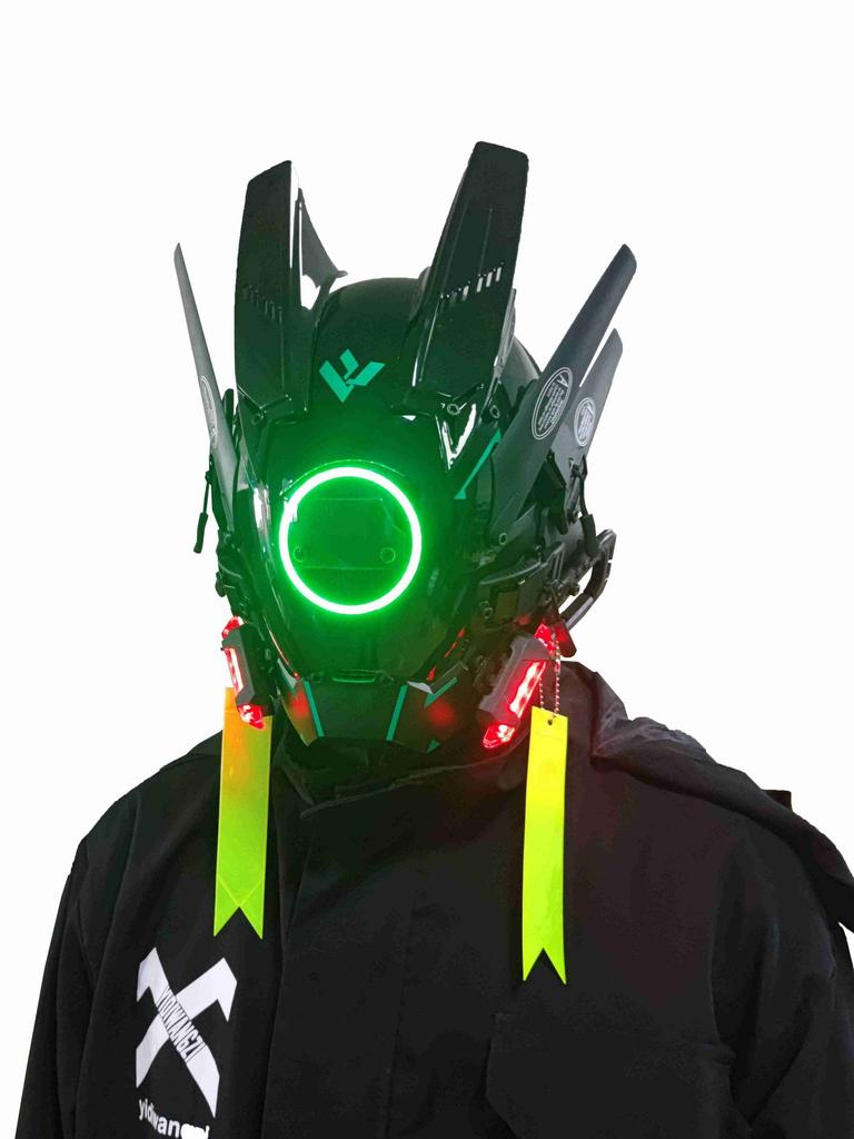 Jaupto Punk Mask Helmet Cosplay For Men, Futuristic Punk Techwear, Halloween Cosplay Fit Party Music Festival Accessories