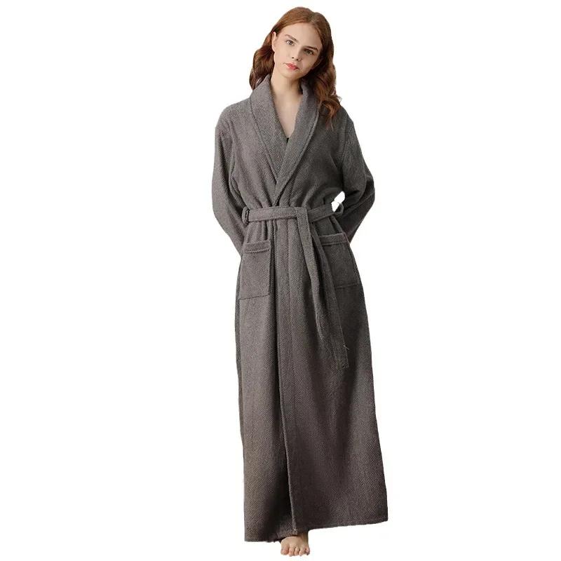 Women's Terry Cloth Robe Kimono Long Cotton Bathrobe Unisex Terry Bathrobe Terry Full Length Robe