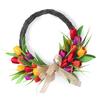 Artificial Flower Wreath 40cm Spring   Wreath Front Door Decoration for Indoor Outdoor