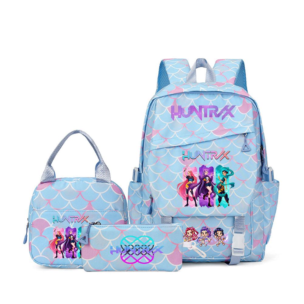 K-Pop Demon Hunter Girl Group Backpack Demon Boy Group Cartoon Anime Lunch Bag Pencil Case Three-Piece Set