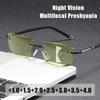 Night Vision Progressive Multifocal Presbyopia HD Anti-blue Light Male Dual-use Reading Glasses Outdoor Driving Glasses
