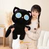 40/55/65cm Kawaii Cat Long Pillow Cartoon Animal Stuffed Doll Plush Toy Black Grey Brown Siamese Cats Sleeping Hug Plushie Gift