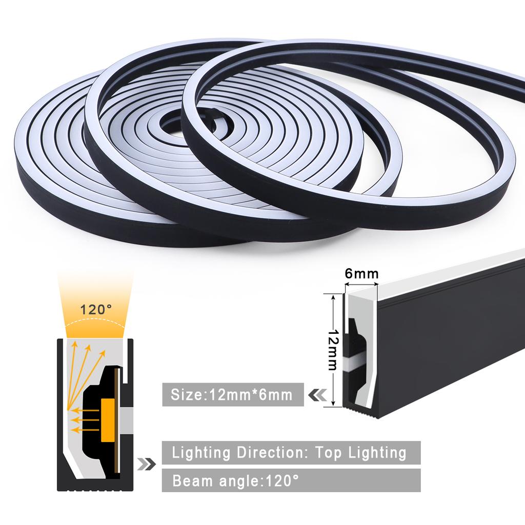 Tuya Smart Life RGB Neon Light Black LED Strip WIFI Neon Rope Lamp DIY Music Sync Bedroom TV Backlight Gaming Room