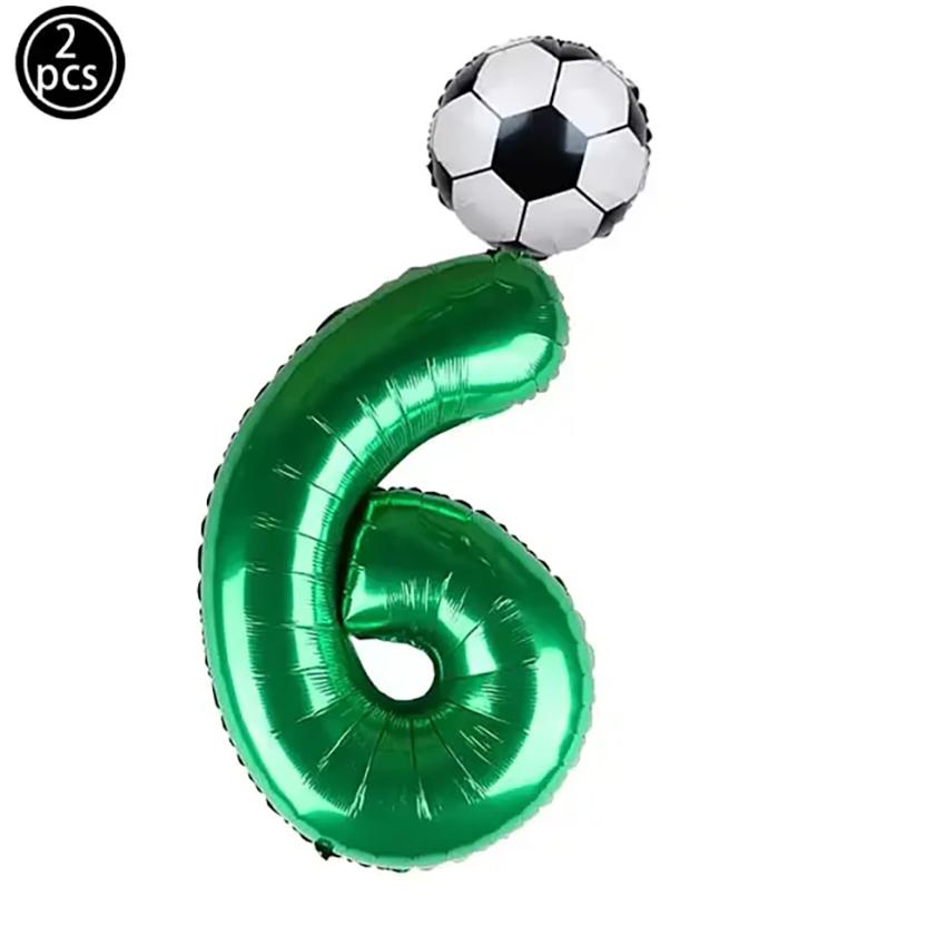 2pcs 32inch Green Number Foil Ballons 10Inch Soccer Helium Ballons Football Kids Birthday Parti Sports Themed Party Decoration