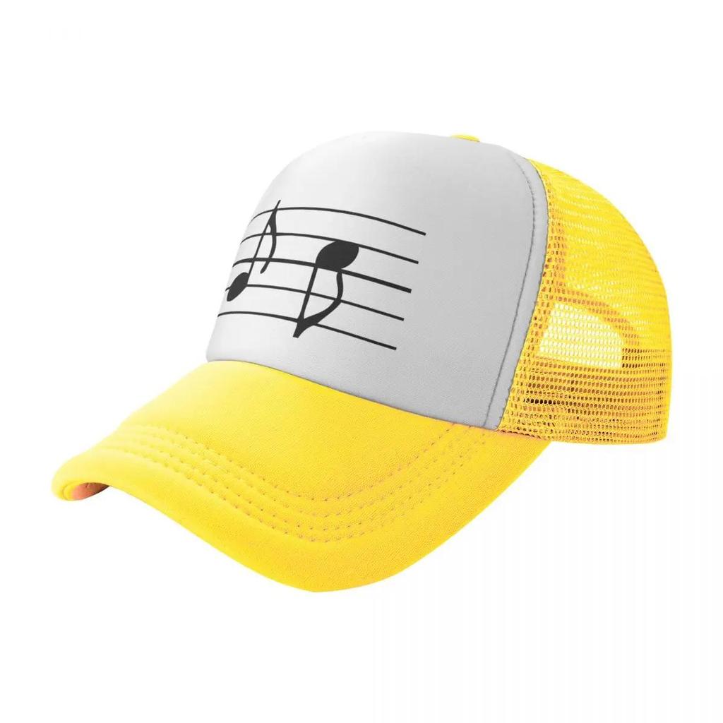 Music Note Print Trucker Hat Polyester Adjustable Mesh Summer Casual Baseball Cap Unisex