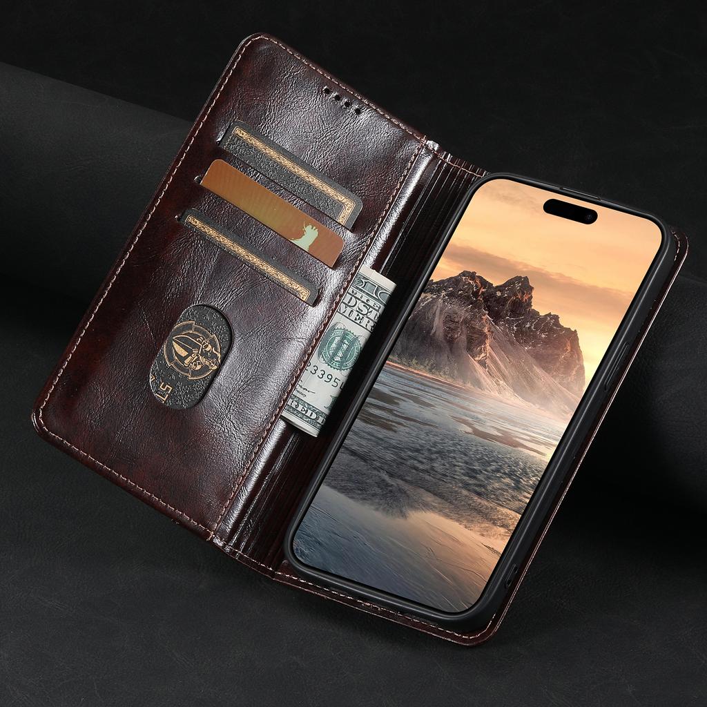 Leather Wallet Magnetic Card Holder Flip Cover Phone Case for IPhone 16 Pro Max 15 Plus 14 13 12 11 XS XR X 8 7 Plus