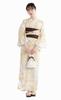 SOUBIEN Yukata Set and Geta Free White and Mimosa X Women's 3-Piece (Yukata, Half-Width Obi, Sandals), Size, Brown, Ykt10068-obh02514