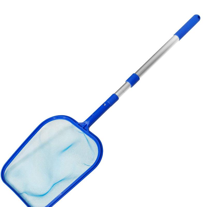 Telescopic Pool Skimmer Tool with Shallow Net and Aluminum Pole for Leaf Retrieval
