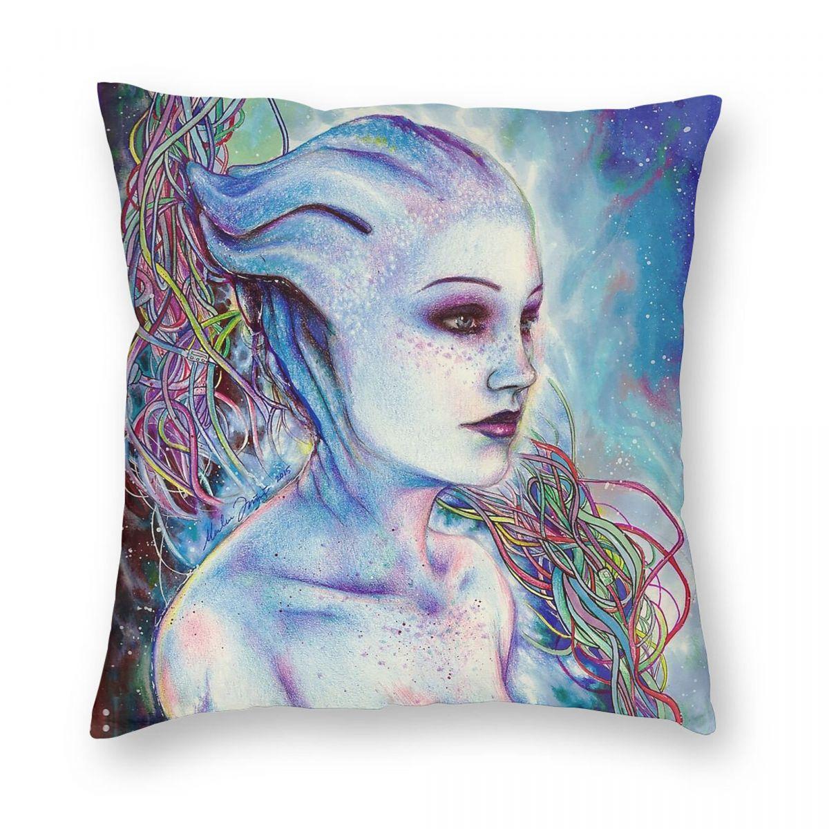 

Mass Effect Liara T Soni Square Pillowcase Polyester Linen Velvet Creative Zip Decor Room Cushion Cover Wholesale 18 12x12Inch