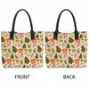  Christmas Print Canvas Tote Bag Large Capacity Casual Daily Shoulder Handbag for Holiday Shopping