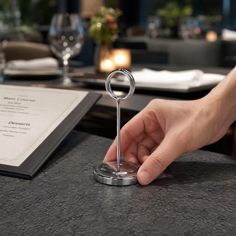 Durable Table Number Holder Stainless Steel Memo Note Holder Reusable Table Sign Stand Home